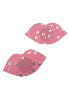 Pasties rose avec paillettes de forme lèvre