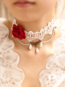 Lolita collier avec dentelle et fleur