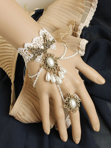 Bracelet de perles blanches luxe coton Lolita