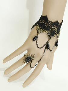 Bracelet de dentelle noire coton Lolita