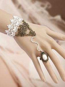 Bague et Bracelet de Lolita coton blanc trad