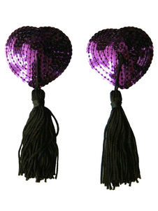 Pasties en PU violets pailletés avec frange
