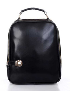 Concise Black PU Leather Backpack For Women