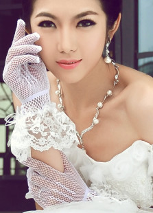 Gants de doigts court pour le mariage,blancs