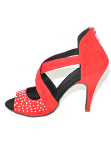 Magnétiques chaussures danse latine en tissu de terry noir et rouge