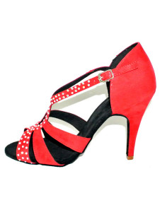 Magnétiques chaussures danse latine en tissu de terry noir et rouge