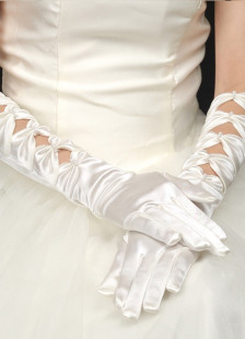 Gants en satin ivoire de mariage longueur de coude