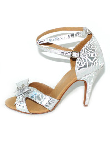 Populaires chaussures de latine PU argent impression
