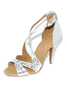 Chaussures de danse latine en PU argent imprimé