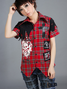 Lolita chemisier à carreaux avec pan asymétrique