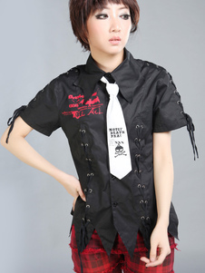 Lolita chemisier avec liens de serrage et pan atymétrique