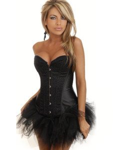 Beau corset féminin sein couvrant en satin mat noir