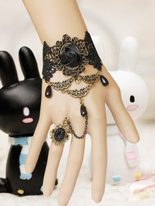 Accessoire de lolita bracelet noir avec chaîne