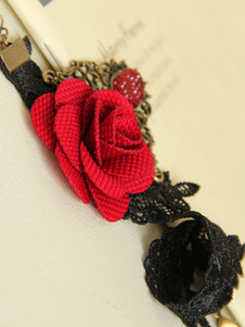 Chaîne de cheville Vintage Floral dentelle noir Gothique Lolita