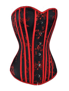 Fabuleux corset féminin sein couvrant en jacquard rouge imprimé floral