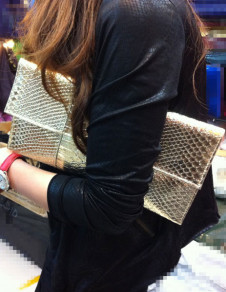 Popular Snake Skin Print Woman's Clutch Bag