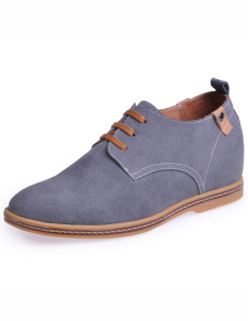 Chaussures confortables ascenseur de rehaussement à lacets en peau de vache gris