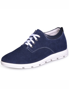 Chaussures modernes ascenseur de rehaussement à lacets en peau de vache bleu foncé