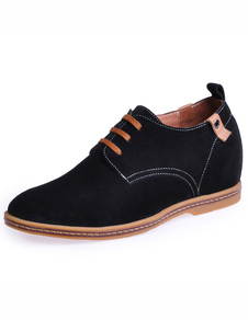 Chaussures pratiques ascenseur de rehaussement à lacets en peau de vache noir pour homme