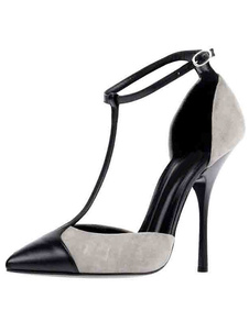 Chaussures à talon aigu en micro daim à bretelle T