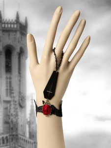 Lolita bracelet noir avec rose rouge