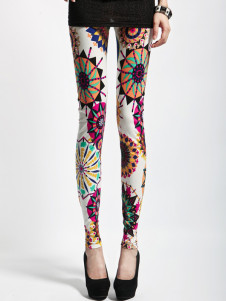 Leggings blancs imprimés géométriques colorés
