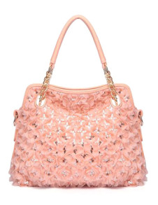Beautiful Pink Cut Out PU Leather Woman's Tote Bag 