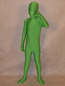 Vêtement de zentai vert unicolore enveloppé d'enfant
