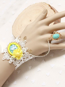 Bracelet de dentelle jaune doux coton Floral Lolita