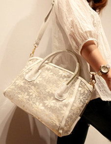 Sexy Lace Flower Pattern PVC Women's Shoulder Bag 