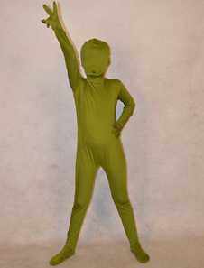 Vêtement de zentai vert forêt enveloppé pour enfant