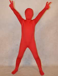Vêtement de zentai rouge enveloppé pour enfant