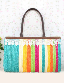 Multi Color Striped Lace Women's Shoulder Bag 