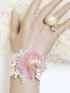 Bracelet Lolita coton rose bonbon