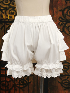 Lolita Pantalon blanc pur coton hérissé