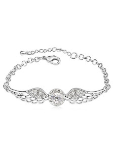 Bracelet cristal élégant, chaine de métal, motif ange