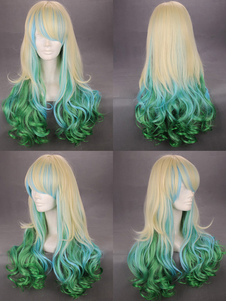 Perruque lolita populaire, longue, couleur graduée à mèches