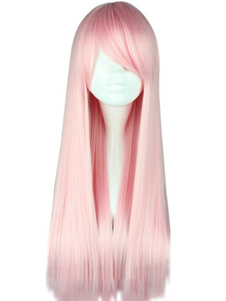 Perruque Lolita ravissante lisse à mèches roses