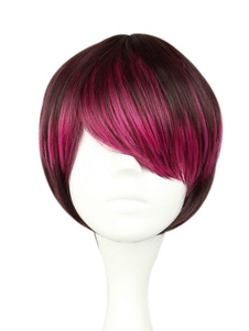 Dégradé rayonne Bourgogne Lolita belle perruque courte