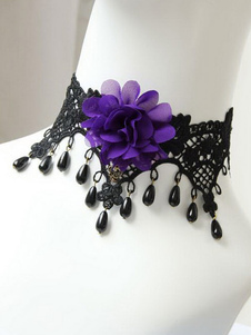 Collier Lolita de coton noir Deluxe