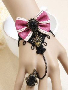 Bracelet de Lolita coton classique arc rouge