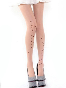 Chaussettes lolita unicolores imprimé étoiles