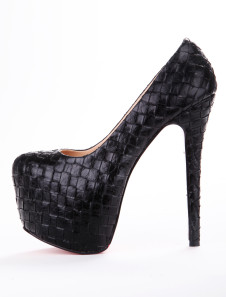 Eacarpins à plateforme à talon aigu en PU noir