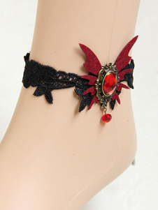 Bracelet Lolita de coton noir fleur mode