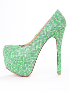 Eacarpins sublimes plateforme verts à talons aigus de PU