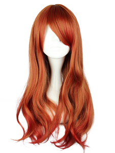 Perruque lolita longue à mèches couleur acajou