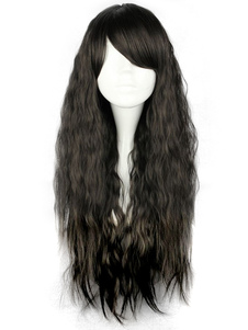 Perruque lolita noire longue punk frisée