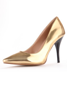 Exquises chaussures or à talons aigus et bout pointu de PU métalliques