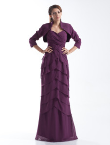 robe de soirée fabuleuse pourpre fourreau en chiffon hors de l'épaule longueur plancher