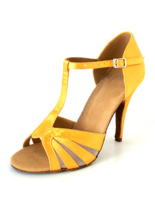 Chaussures de latine jaunes à talon aigu et peep-toe